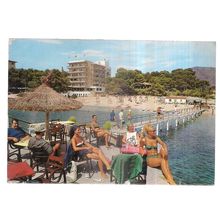 BEACH, CAMP DE MAR, BALEARES, MALLORCA, SPAIN .used postcard vintage 1965 pm #