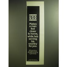 1974 USO United Service Organizations Ad - USO Makes a man feel closer to home