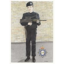 Female Armed Guard Ministry Of Defence Police Policeman Plain Back Rare MOD Post
