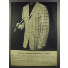 1956 Viyella Fashion Ad - Viyella, presents the Club Coat - 19 Ounces