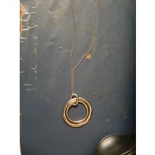womens gold tone circle pendant on chain