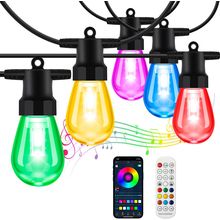 Outdoor String Lights Color Changing - 48FT Sync with Music Led Patio Lights Out