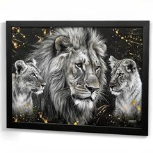 Majestic Lion & Cubs Art Print Realistic Wildlife Wall Art Lion Family Artwork (