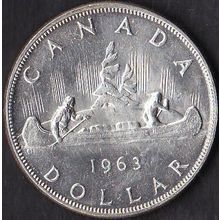 1963 Canada 1 Dollar Silver Coin Voyageur