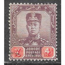 JOHORE SULTAN SIR IBRAHIM MALAYA 1910 4c SG81 81 SG USED