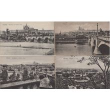 Praha Prague River Boats 4x Antique Postcard s