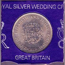 1972 Great Britain 1 Crown (25 New Pence) Coin Royal Silver Wedding Anniversary