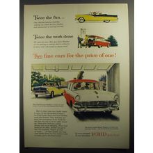 1956 Ford Fairlane Sunliner and Custom Ranch Wagon Ad - Twice the fun