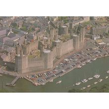 Caernarfon Welsh Castle Car Park From The Air 1980s Postcard