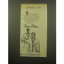 1959 Alan Paine Club-trim Cable Sweaters Ad - Classics of the court