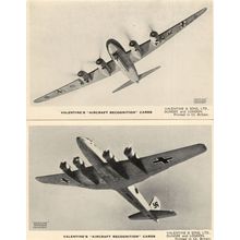Valentines Aircraft Recognition Cards Fucke Wolf no 33 & 34 Old Postcard s
