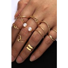 Gold 10pcs/set Vintage Plated Alloy Ring Set