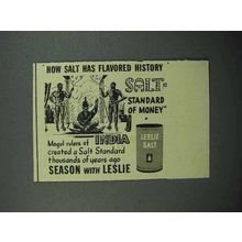 1945 Leslie Salt Ad - Standard of Money India