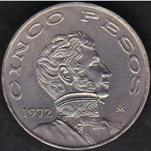 1972 Mexico 5 Pesos Coin
