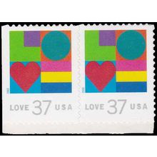 3657 37c Love Fine MNH BPS Hor Pair LS V5068