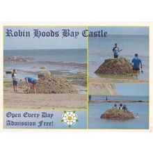 Robin Hoods Bay Making Sand Castles Gift Shop Advertising Yorkshire Postcard