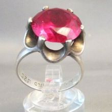 ANTIQUE 7. Carat RUBY 925 STERLING SILVER RING TAXCO MEXICO TS-14 Size 8-1/2