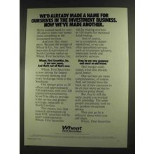 1972 Wheat First Securities Ad - Made a Name