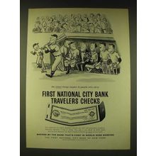 1960 First National City Bank of New York Travelers Checks Ad - William Steig