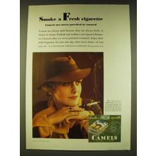 1933 Camels Cigarettes Ad - Smoke a Fresh Cigarette Camels are never parched
