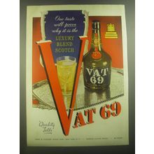 1945 Vat 69 Scotch Ad - One taste will prove why it is the luxury blend Scotch