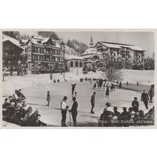 Curling Winter Sports At Hotel Kurhaus Adelboden Swiss RPC Postcard
