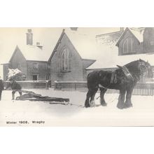 Winter Christmas Snow in Wragby Lincolnshire in 1908 Postcard