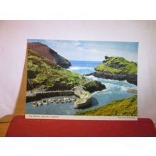 THE HARBOUR BOSCASTLE, CORNWALL unused postcard by John Hinde dated April 1984 =