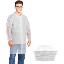 25 Pack White Polypropylene Lab Coats 3XL Size. No Pockets, 4 Snaps, Elastic ...
