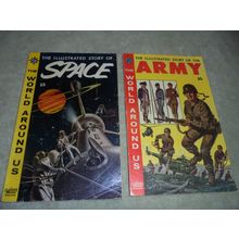 1959 WORLD AROUND US (Classics Illustrated) 5 (Space) & 9 (Army)! 1/2 GUIDE!!
