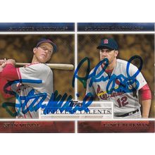 STAN MUSIAL & ALBERT PUJOLS AUTO 2012 ST. LOUIS CARDINALS HOF WORLD CHAMPIONS