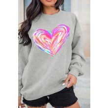 Gray Valentines Brushwork Heart Graphic Drop Shoulder Sweatshirt