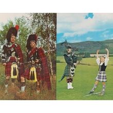 Pitlochrys Pipe Major Scottish Highland Dancing Dancer 2x 1970s Postcard