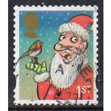 GB 2012 Christmas - Santa With a Robin 1st Used