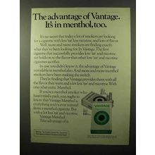 1975 Vantage Cigarettes Ad - It's in Menthol, Too