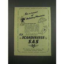 1949 SAS Scandinavian Airlines System Ad - For a round of holiday pleasure