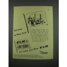 1949 KLM Royal Dutch Airlines Ad - Fairway to New York