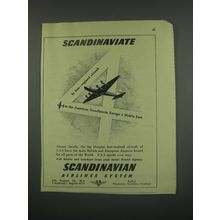 1949 SAS Scandinavian Airlines System Ad - Scandinaviate by four-engined