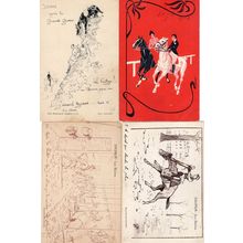 French Horse Racing 4x Antique Comic Postcard s