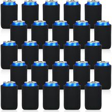 150 Pack Black Blank Can Cooler Sleeves Bulk Neoprene Can Covers Insulated Colla