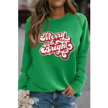 Green Merry & Bright Sequin Pattern Raglan Sleeve Sweatshirt