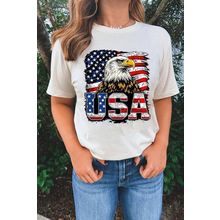 White USA Flag Eagle Graphic 4th July T Shirt