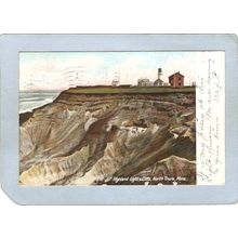 MA North Truro Lighthouse Postcard Highland Light & Cliffs Undivided Back ~570
