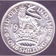 1946 Great Britain 1 Shilling Silver Coin English