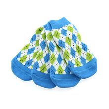 Non-Skid Dog Socks - Blue and Green Argyle X-Large