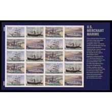 U.S. Merchant Marine Sheet of 20 Current Rate Postage Stamps 4548-4551