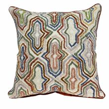 18" X 18" Beige And Brown Zippered 100% Cotton Throw Pillow With Embroidery
