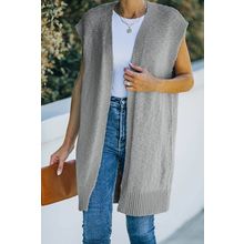 Gray Basic Vest Cardigan Sweater