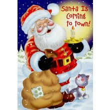 Santa Is Coming To Town - Christmas Greeting Card - 20810