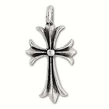 Sterling Silver Oxidize Flute Cross Pendant